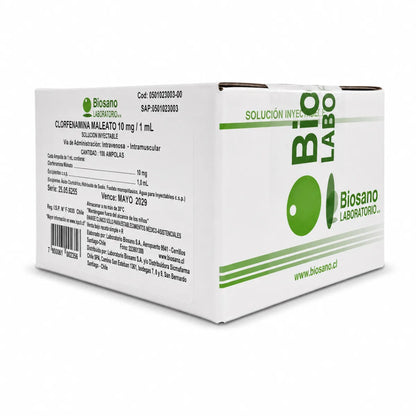 Clorfenamina Maleato 10 mg/mL IV/IM Biosano – x100 Ampollas