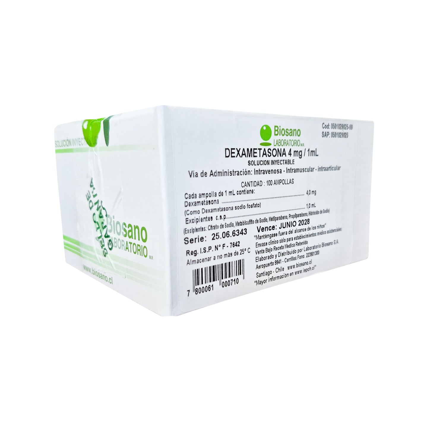Dexametasona Inyectable 4mg/mL Biosano x100
