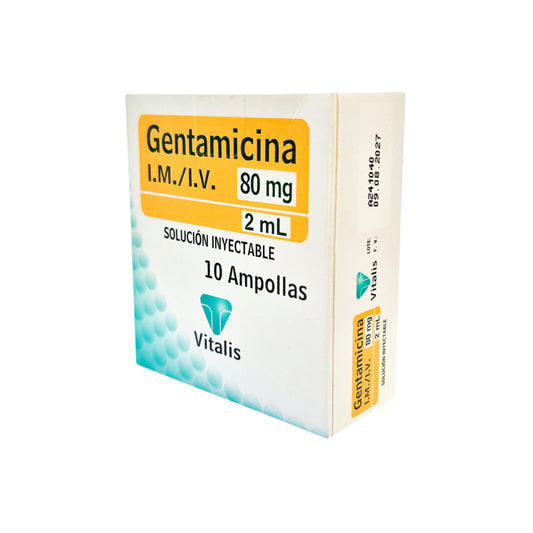 Gentamicina 80mg/2mL Inyectable x10 Ampolla