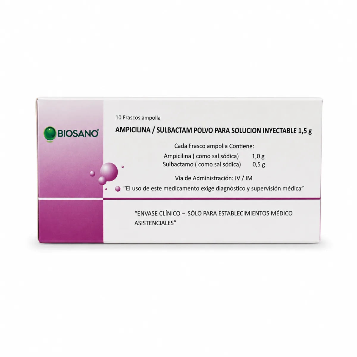 Ampicilina Sulbactam 1.5 g Inyectable Biosano x10