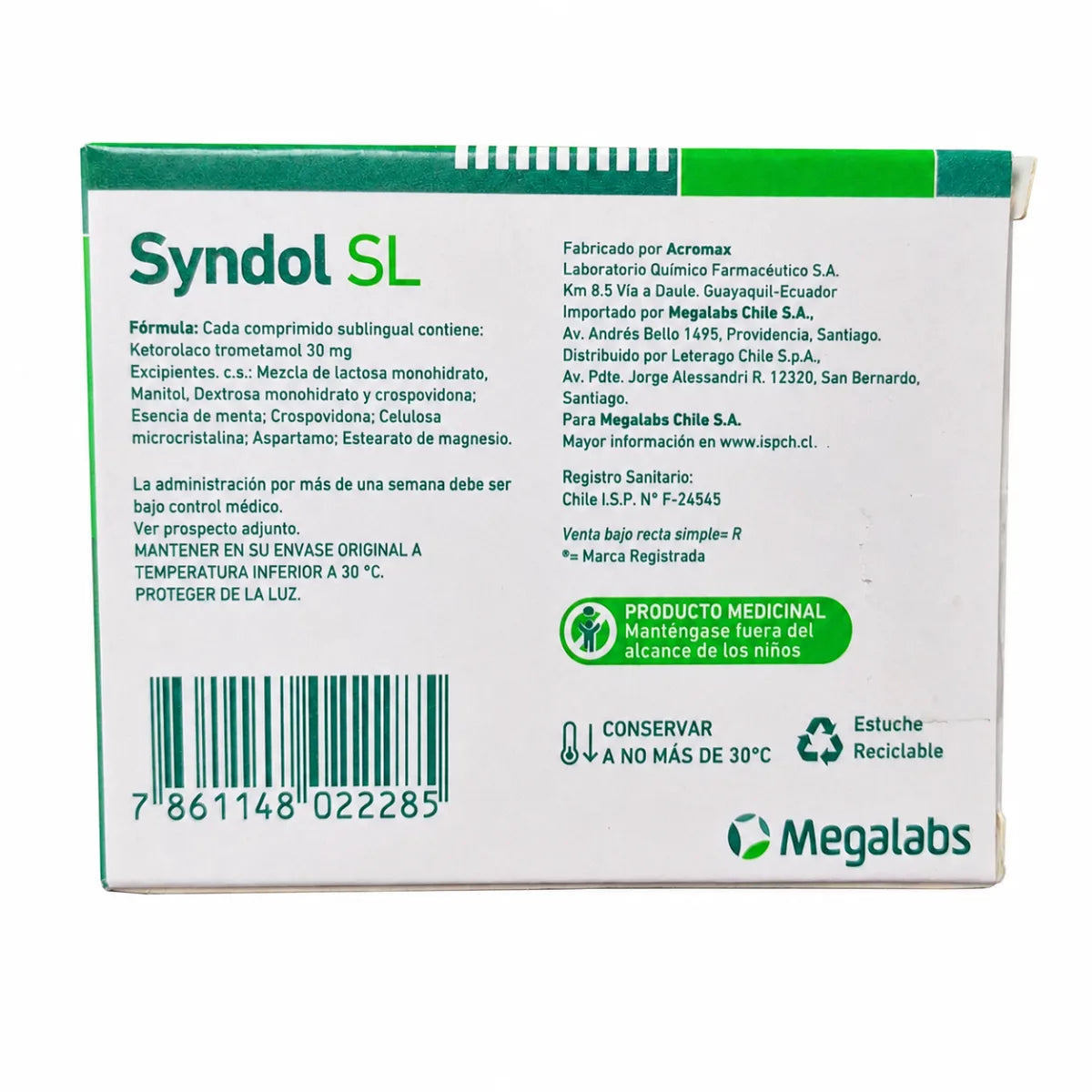 Ketorolaco Trometamol 30 mg Comprimidos Sublinguales (Syndol SL) Megalabs