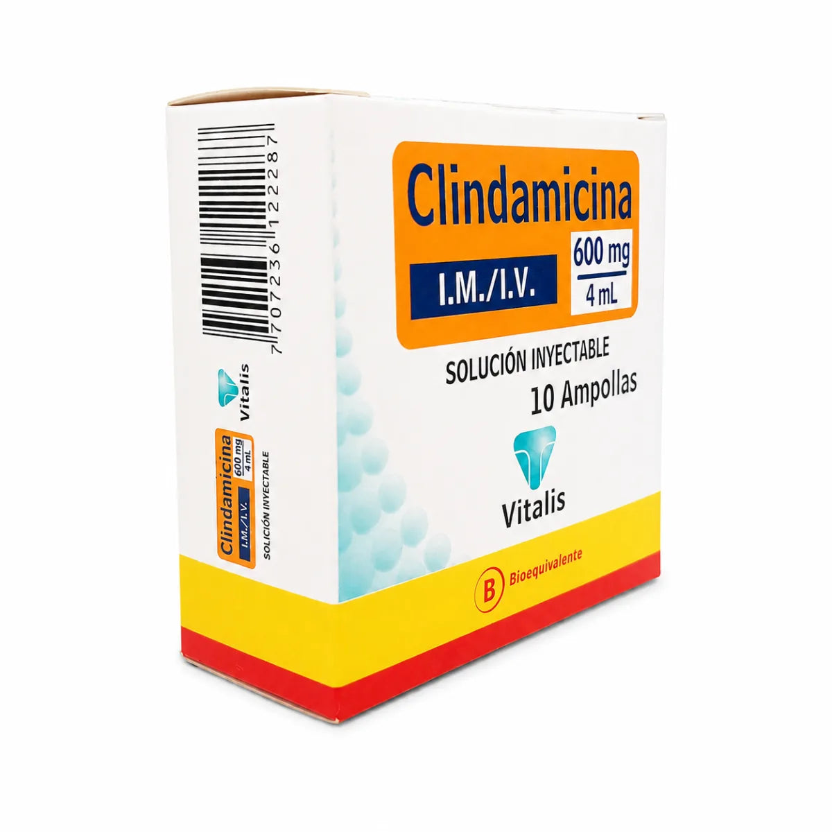Clindamicina 600 mg/4 mL Solución Inyectable Vitalis (x10)