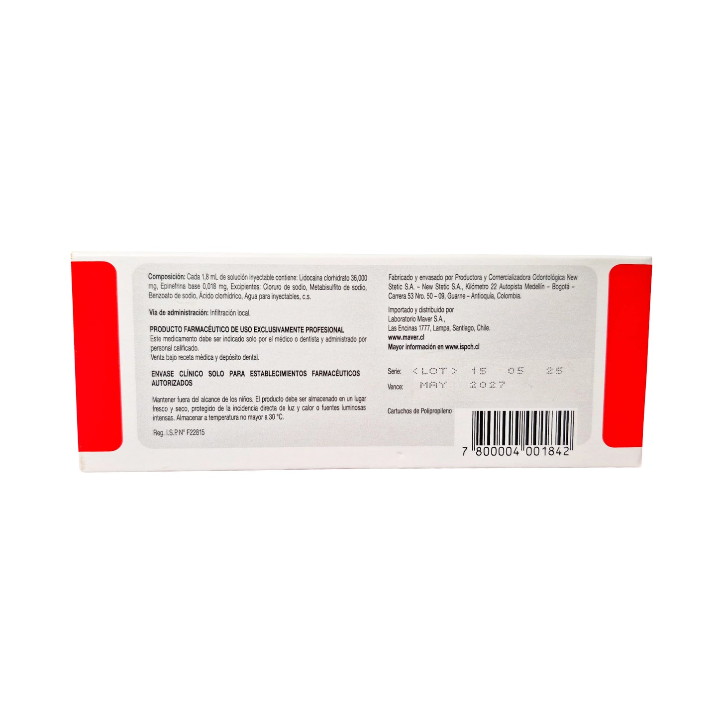 Anestesia Dental ARTICAINE 4% con Epinefrina