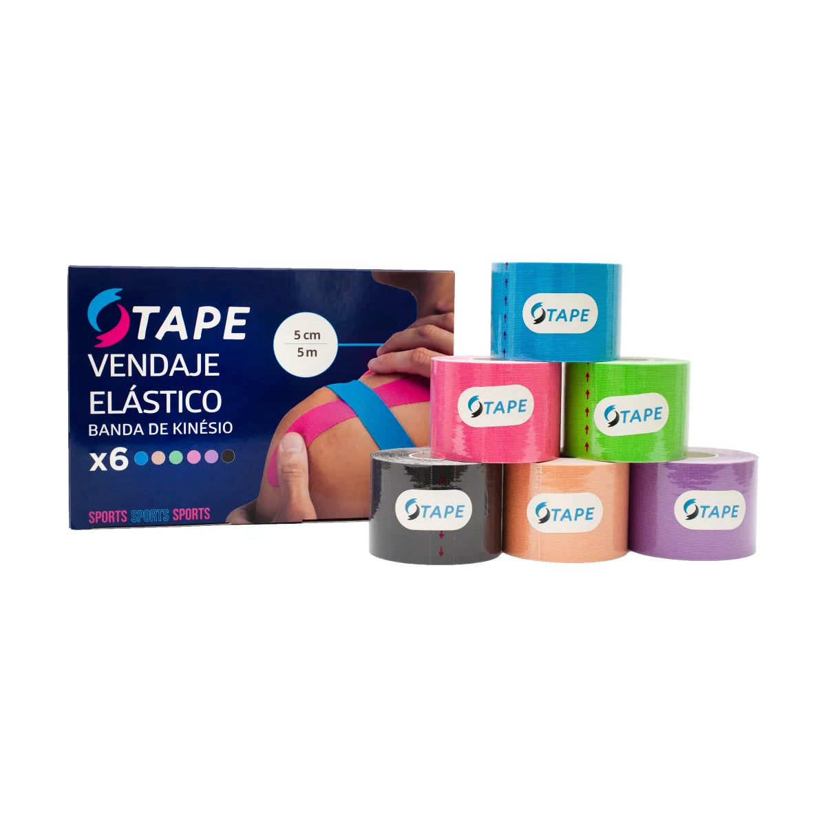 Cinta Kinesiológica Tape 5cm x 5m COLORES PACKS