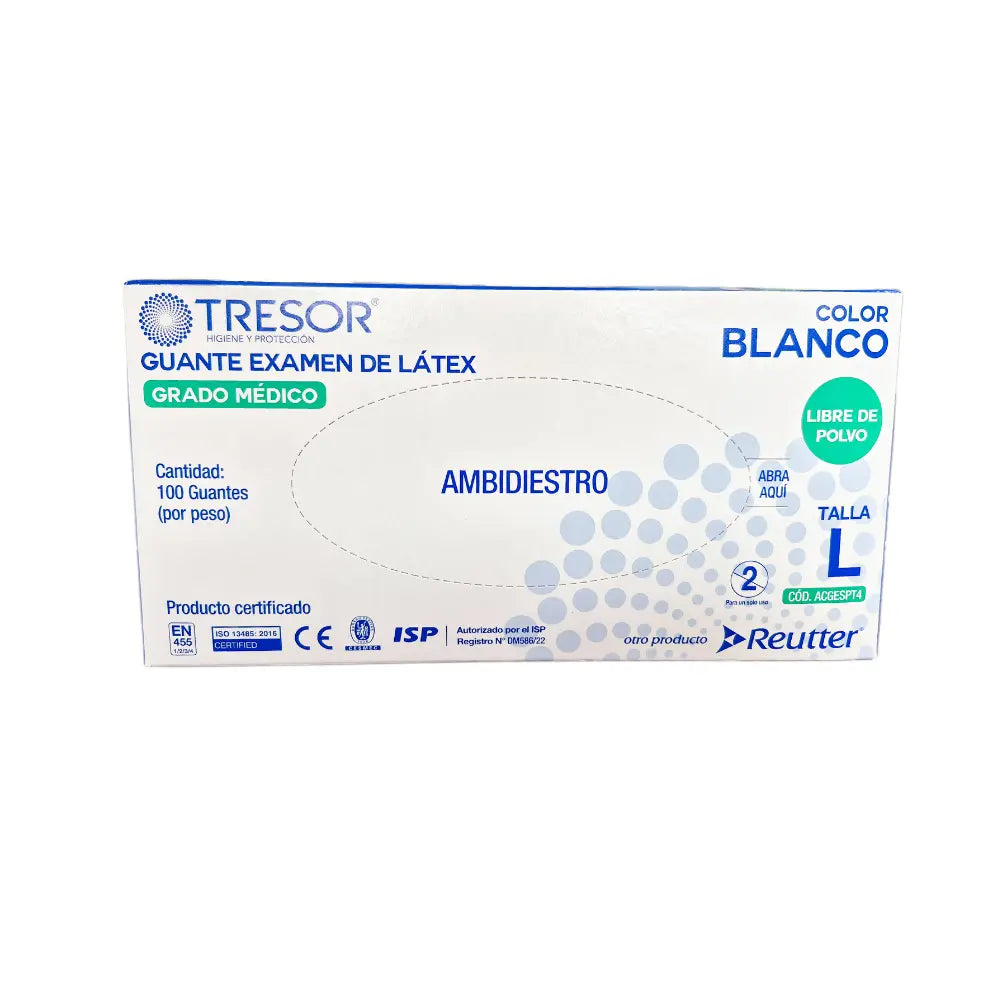 Guante de Látex Sin Polvo Tresor x100