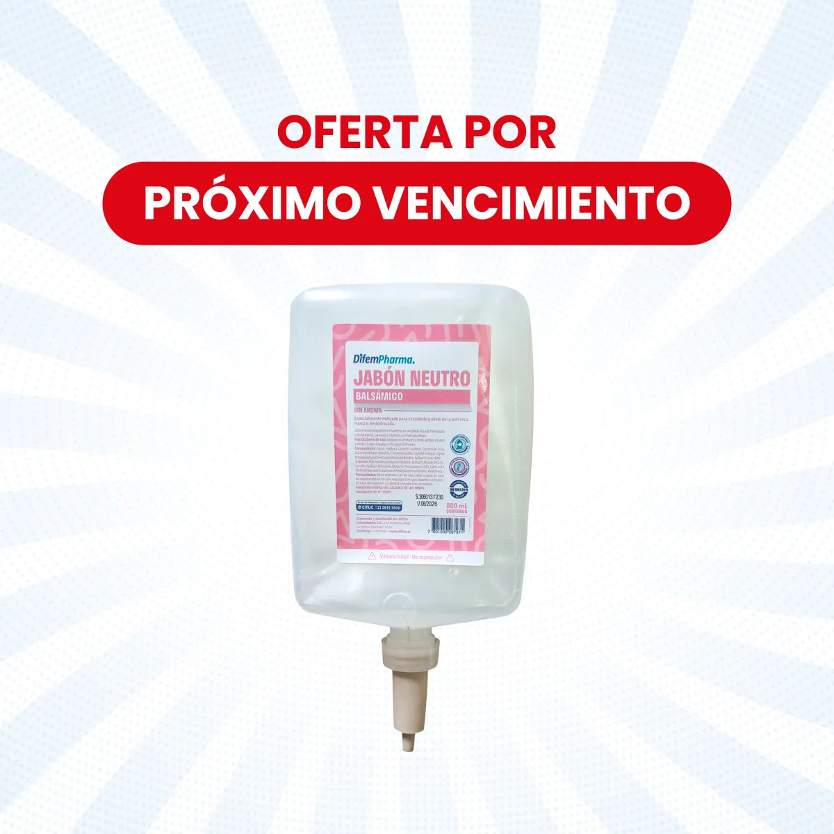 OFERTA Jabón Neutro Balsámico 800cc Difem Pharma